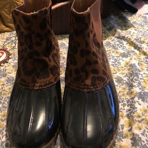 Leopard Ankle rain boots Size 7.5